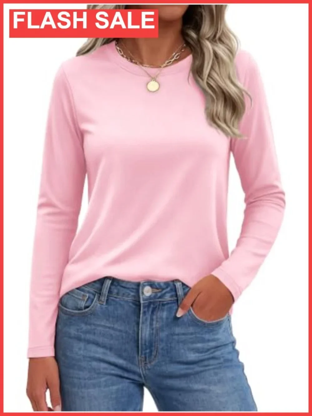 SMENG Womens Cotton Blend Long Sleeve Crewneck Tee